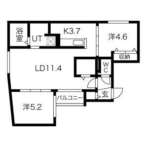 リュクス平岸(2LDK/3階)の間取り写真