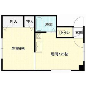 コーポ中の島R(1DK/2階)の間取り写真