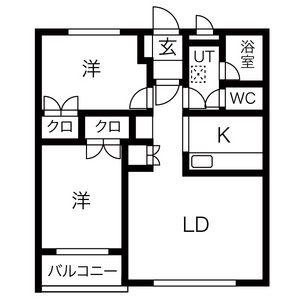 コートロティ山の手(2LDK/5階)の間取り写真