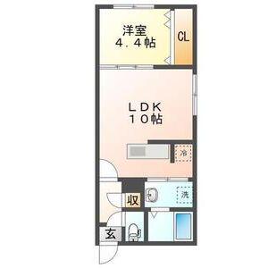 アルファ山の手南(1LDK/1階)の間取り写真