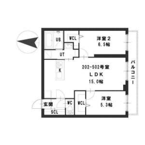ピオネロ伏見(2LDK/4階)の間取り写真