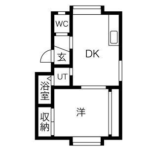 レインボーハウス24(1DK/3階)の間取り写真