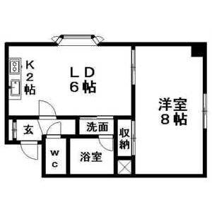 フジエール平岸(1DK/2階)の間取り写真