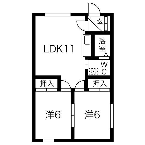 マンションP-BOX(2LDK/4階)の間取り写真