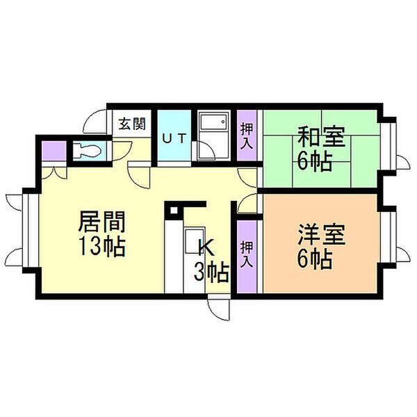 サテライトコート22(2LDK/2階)の間取り写真