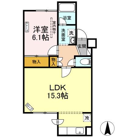 ルーエ山鼻(1LDK/3階)の間取り写真