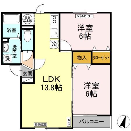 グレイススクエア菊水元町四号館(2LDK/1階)の間取り写真