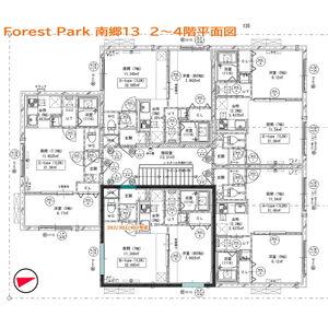 FOREST PARK 南郷13(1DK/3階)の間取り写真