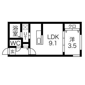 PRECIOUS KOTONI (1LDK/3階)の間取り写真