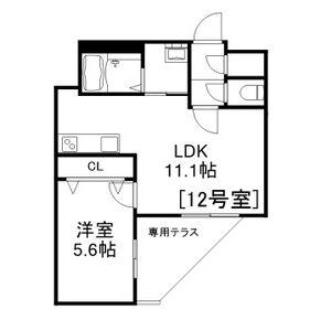 ALIVIS美園(1LDK/1階)の間取り写真