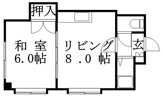 ハイツ初雪(1LDK/2階)の間取り写真