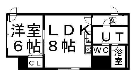 コートロティ大通(1DK/2階)の間取り写真