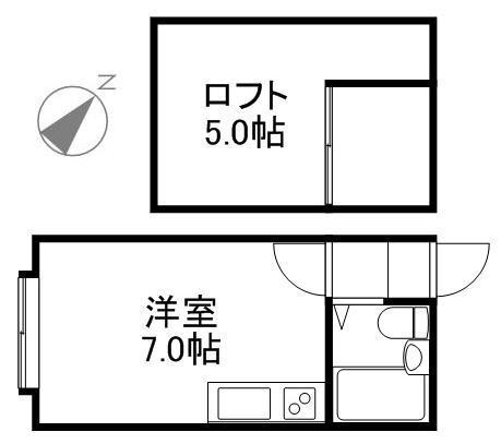 パルハイム友峰(1DK/2階)の間取り写真