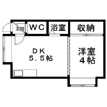 ラ・モンターニュ(1DK/3階)の間取り写真