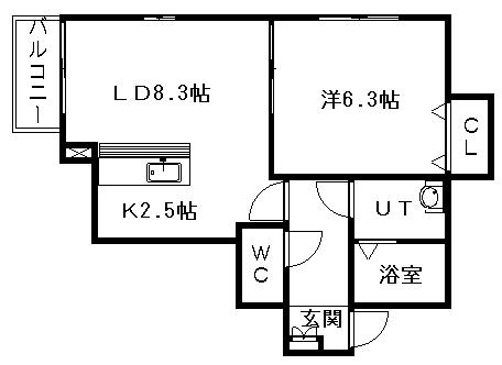 R-FREE南5西12(1LDK/3階)の間取り写真