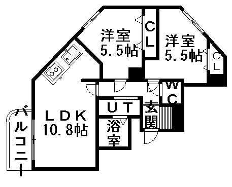 ガーデンハウス山鼻西(2DK/2階)の間取り写真