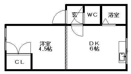 第3キャプテンハイツ(1K/2階)の間取り写真