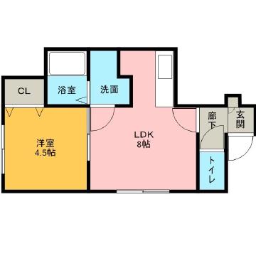 アークコート栄通17(1DK/2階)の間取り写真