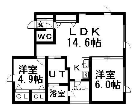ガーデンブルグ(2LDK/2階)の間取り写真