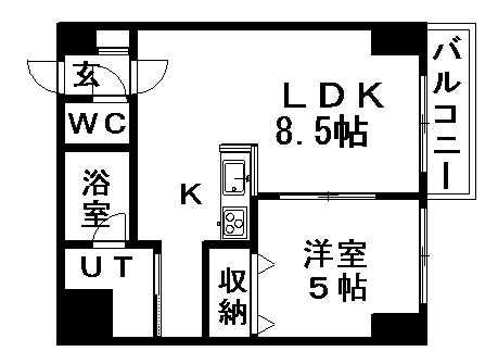ラ・ヴィスタ行啓通(1LDK/7階)の間取り写真