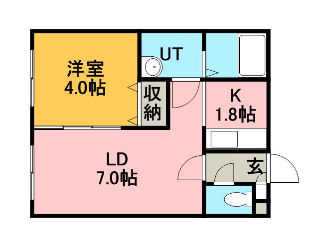 サンテラスKEI(1LDK/2階)の間取り写真