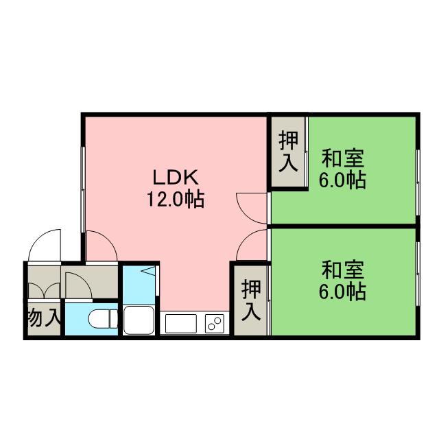 清水ハイツ(2LDK/2階)の間取り写真