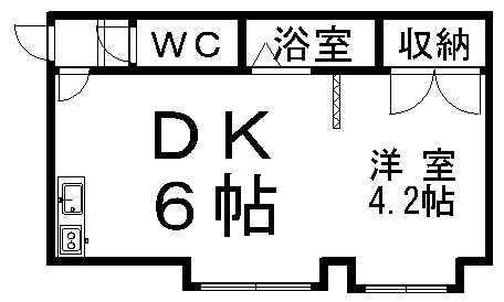 クロスイン本郷(1DK/2階)の間取り写真