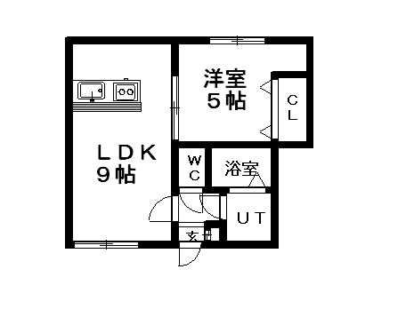 リバーサイドパーク厚別(1LDK/3階)の間取り写真