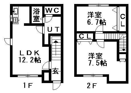萌えぎ野タウンハウス(2LDK)の間取り写真