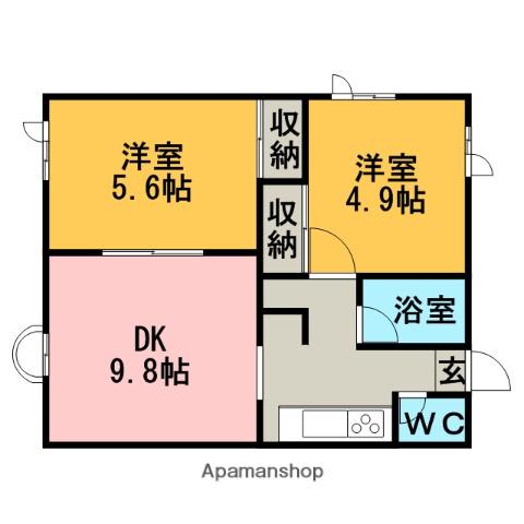 クリスタルハイツR2(2LDK/3階)の間取り写真