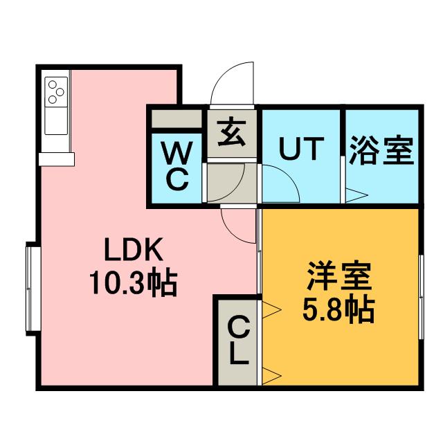 ラ・クラッセ緑ヶ丘Ⅱ(1LDK/3階)の間取り写真