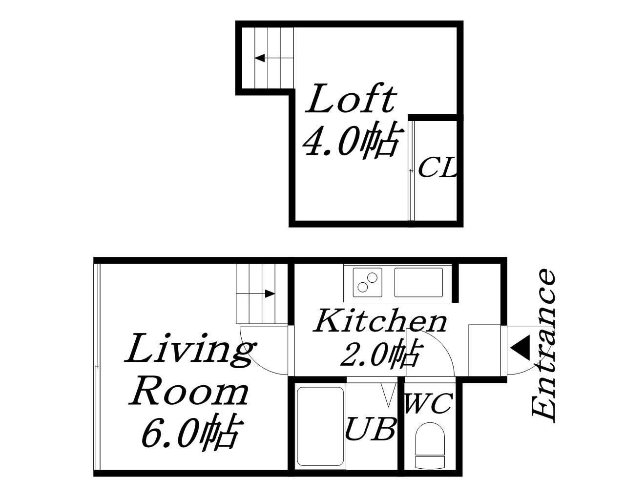 アビアシオン五番館(1K/2階)の間取り写真
