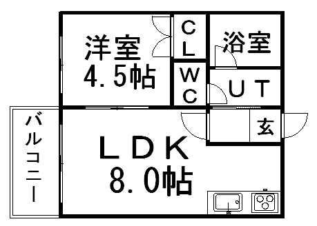 第5旭ビル(1DK/4階)の間取り写真