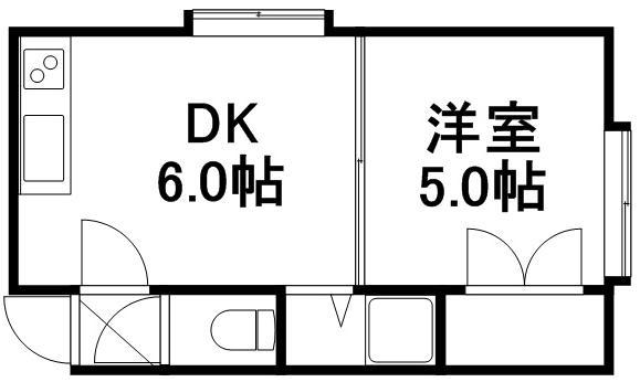サテライト白石(1DK/2階)の間取り写真