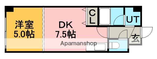 カゼル中央(1DK/1階)の間取り写真