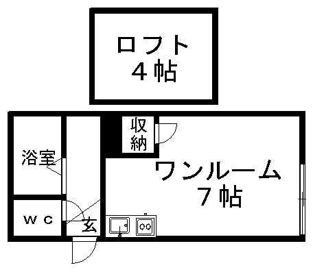 ニキハウス平岡(1K/1階)の間取り写真