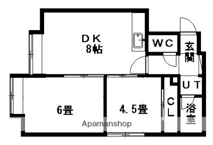 アベルティひばりA(2DK/1階)の間取り写真