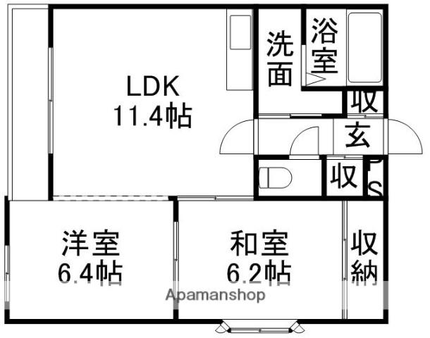 プロシード本通(2LDK/9階)の間取り写真