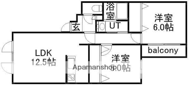 サントアリオデ本通南(2LDK/3階)の間取り写真