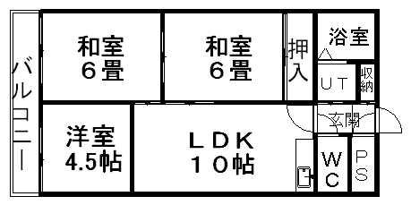 第2タヂカビル(2LDK/9階)の間取り写真