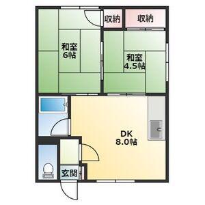 第1日の出ハイム(2DK/2階)の間取り写真