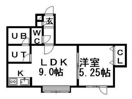 ユートピア(1LDK/1階)の間取り写真