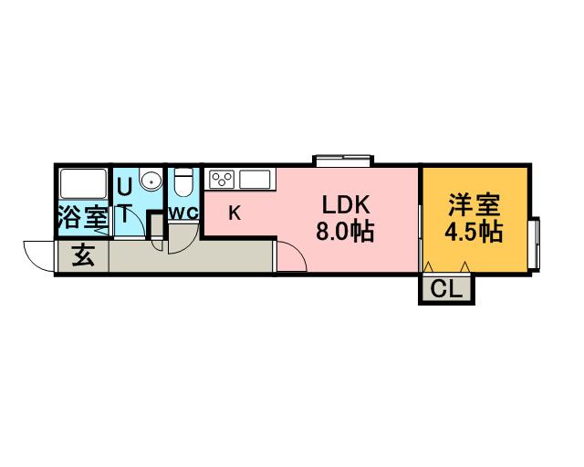 フリューブジョーヌⅢ(1LDK/2階)の間取り写真