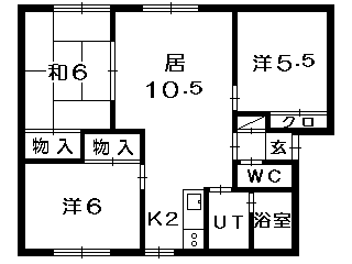 石田ハイツ3・2(3LDK/2階)の間取り写真