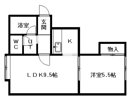 イーストウインド(1LDK/2階)の間取り写真
