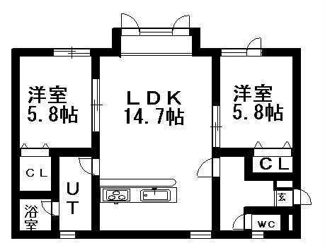 ルピナス(2LDK/2階)の間取り写真