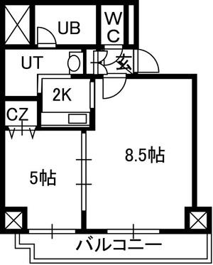 TREASURE COURTA(1LDK/2階)の間取り写真