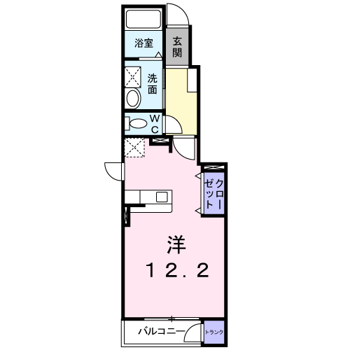 アニメート平岸(ワンルーム/1階)の間取り写真