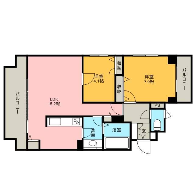 クリオ大通ラ・モード(2LDK/8階)の間取り写真