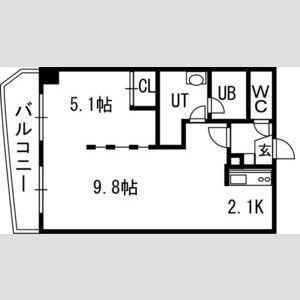 グランカーサ永山公園通イースト(1LDK/2階)の間取り写真